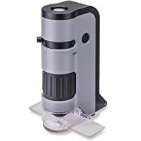 Carson MicroFlip 100-250x Microscopio de Bolsillo con luz LED y Adaptador de digiscoping para Smartphone- grey